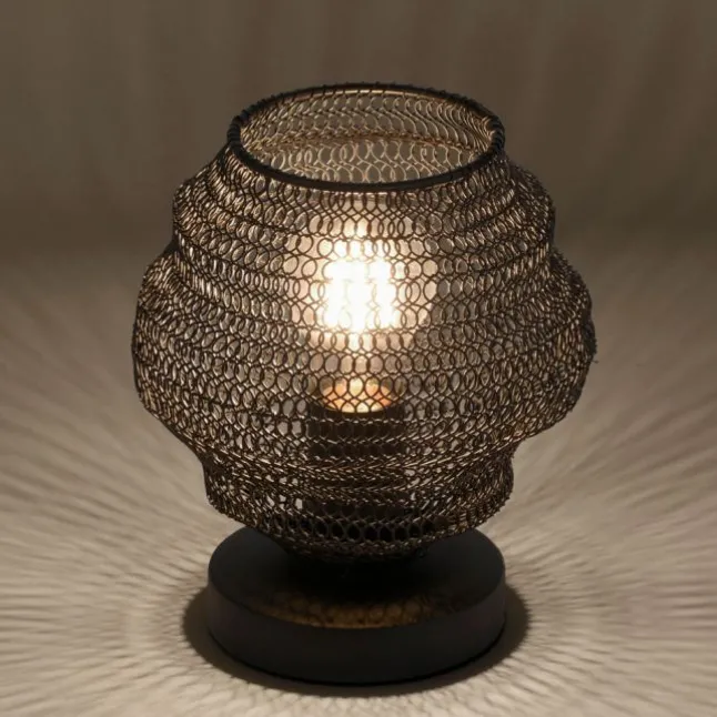Tischlampe in angesagter schwarzer Netzoptik im Industrial Design