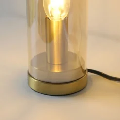 Tischleuchte BOTTLE, Amberglas, Schnurschalter, Leuchtmittel wechselbar