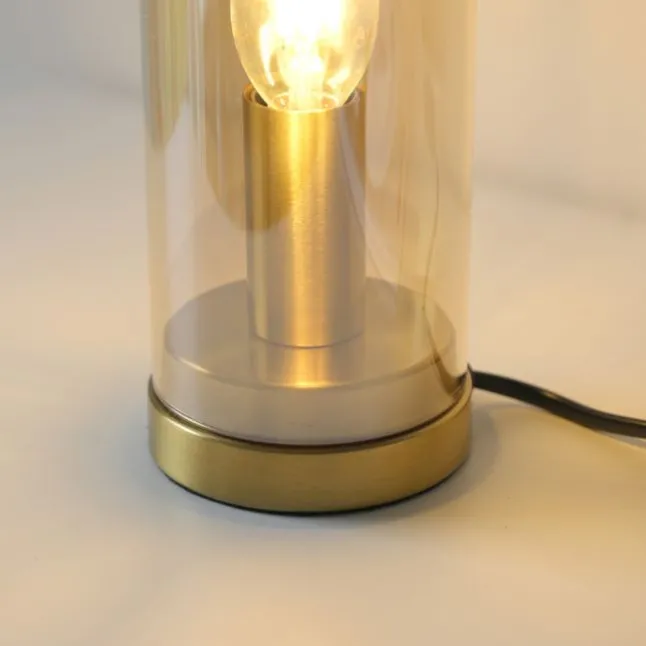 Tischleuchte BOTTLE, Amberglas, Schnurschalter, Leuchtmittel wechselbar