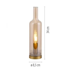 Tischleuchte BOTTLE, Amberglas, Schnurschalter, Leuchtmittel wechselbar