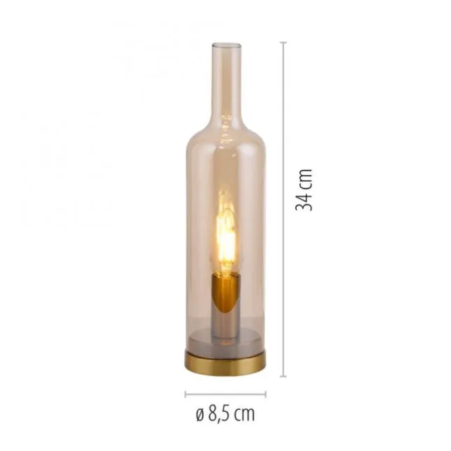 Tischleuchte BOTTLE, Amberglas, Schnurschalter, Leuchtmittel wechselbar