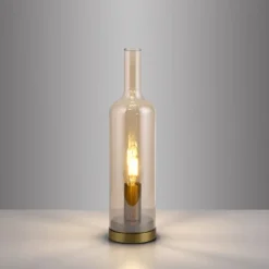 Tischleuchte BOTTLE, Amberglas, Schnurschalter, Leuchtmittel wechselbar