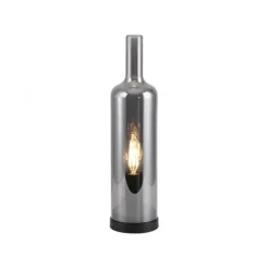 Tischleuchte BOTTLE, rauchfarben, Flaschenform, Rauchglas, Schnurschalter