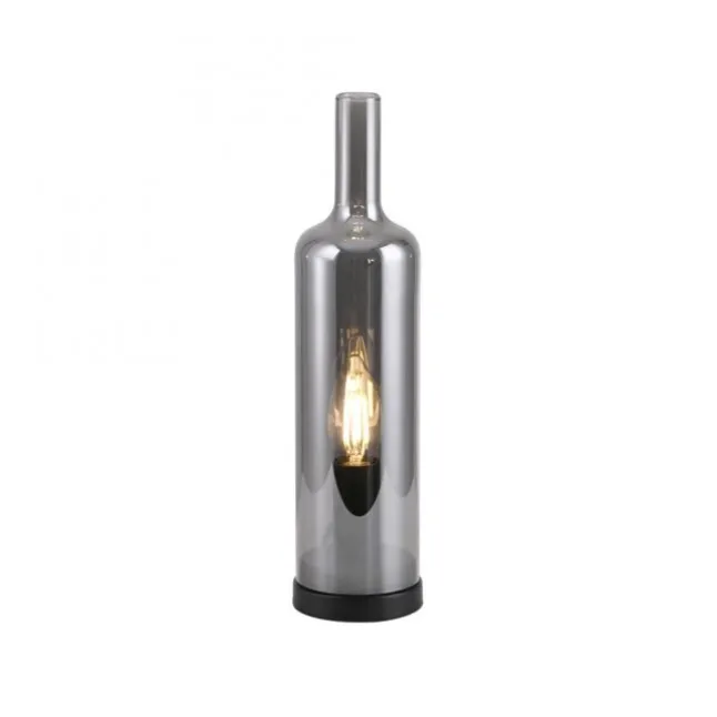 Tischleuchte BOTTLE, rauchfarben, Flaschenform, Rauchglas, Schnurschalter