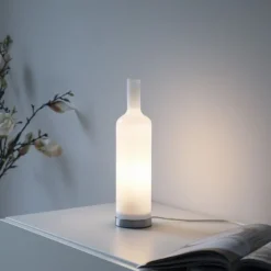 Tischleuchte BOTTLE, weiss, Opalglas glanz, Flasche, Schnurschalter
