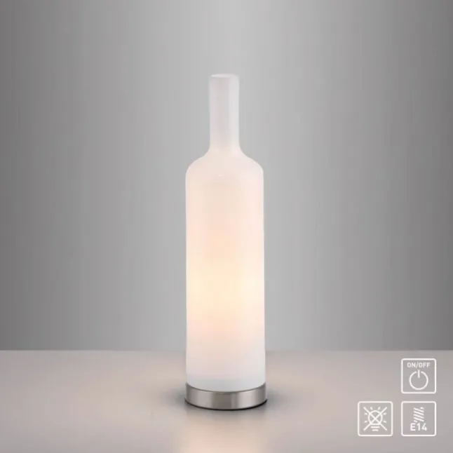 Tischleuchte BOTTLE, weiss, Opalglas glanz, Flasche, Schnurschalter