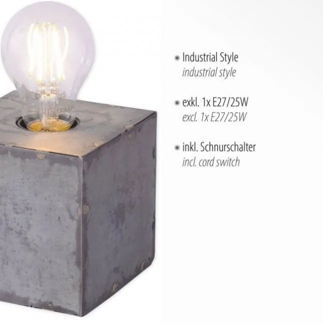 Tischleuchte, Eisenoptik, Industrial-Stil, E27-Fassungen