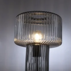 Tischleuchte, Glas, Rauchfarben, Design, E27