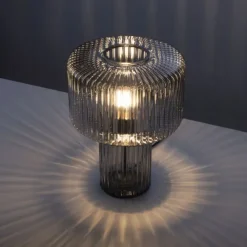 Tischleuchte, Glas, Rauchfarben, Design, E27