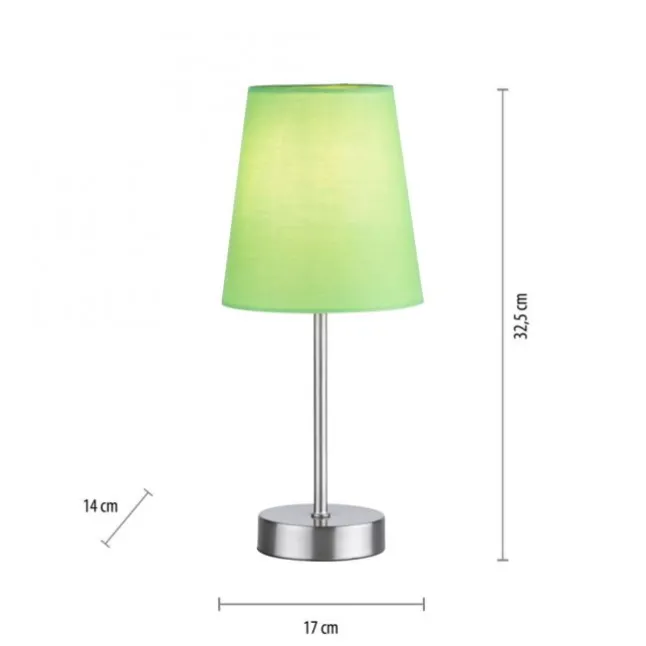 Tischleuchte, grün, 1x E14 LED, Schirm, inkl. Schnurschalter