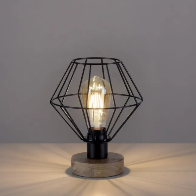 Tischleuchte, Holzdekor, 1xE27 max. 40 W, Innenleuchte, Holzdekor+Metall,