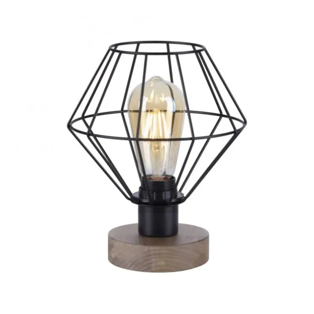 Tischleuchte, Holzdekor, 1xE27 max. 40 W, Innenleuchte, Holzdekor+Metall,