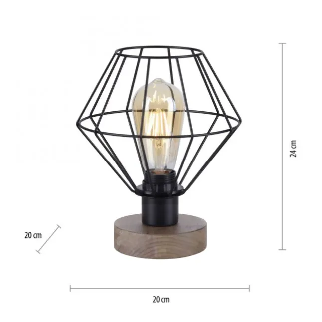 Tischleuchte, Holzdekor, 1xE27 max. 40 W, Innenleuchte, Holzdekor+Metall,