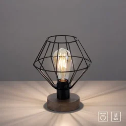 Tischleuchte, Holzdekor, 1xE27 max. 40 W, Innenleuchte, Holzdekor+Metall,