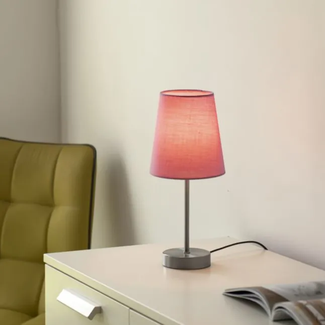 Tischleuchte, rosa, 1x E14 LED, Schirm, inkl. Schnurschalter