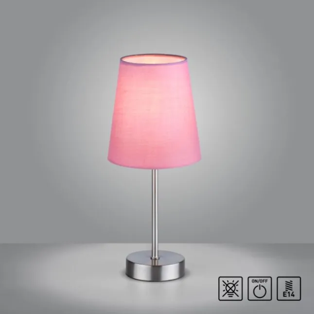 Tischleuchte, rosa, 1x E14 LED, Schirm, inkl. Schnurschalter