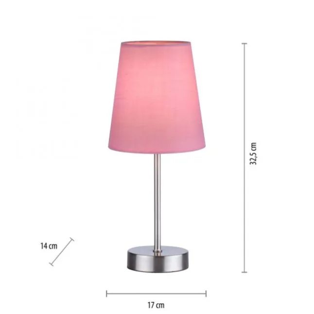Tischleuchte, rosa, 1x E14 LED, Schirm, inkl. Schnurschalter