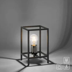 Tischleuchte, schwarz, modern, Retro-Stil, inkl. Schnurschalter, Cage-Optik