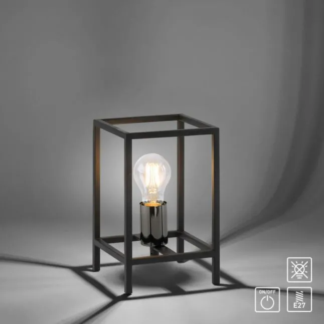 Tischleuchte, schwarz, modern, Retro-Stil, inkl. Schnurschalter, Cage-Optik
