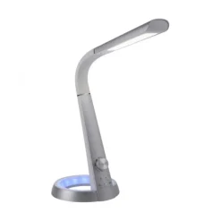 Tischleuchte, silber, LED Standfuß, dimmbar, USB-Anschluss