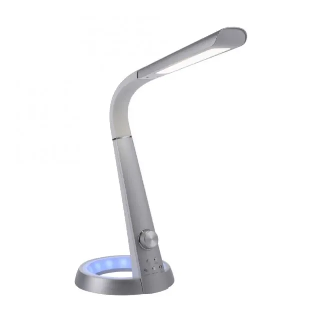 Tischleuchte, silber, LED Standfuß, dimmbar, USB-Anschluss