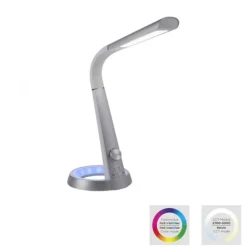 Tischleuchte, silber, LED Standfuß, dimmbar, USB-Anschluss