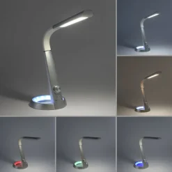 Tischleuchte, silber, LED Standfuß, dimmbar, USB-Anschluss