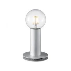 Tischleuchte, silbermatt, Industrial-Design, E27 Leuchtmittel