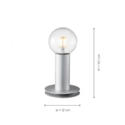 Tischleuchte, silbermatt, Industrial-Design, E27 Leuchtmittel