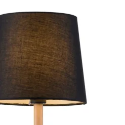 Tischleuchte, Stoffschirm, schwarz, Holz, schlicht, zeitlos