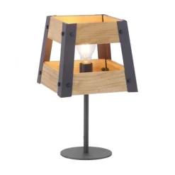 Tischleuchte, Vintage, rustikal Design, Holz, Eisen, E27, für Filament LED