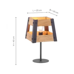 Tischleuchte, Vintage, rustikal Design, Holz, Eisen, E27, für Filament LED