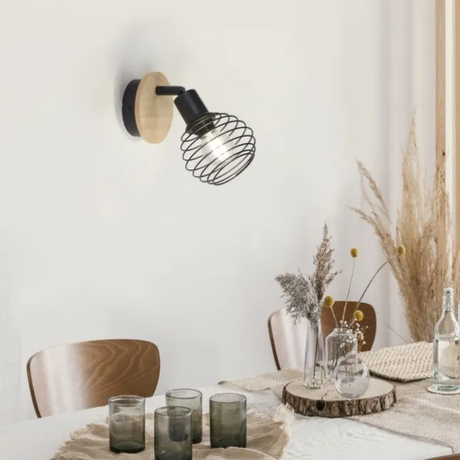 Wand-Deckenleuchte, holz-natur, E14, LED wechselbar, IP20