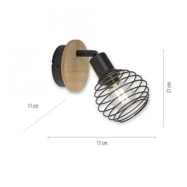 Wand-Deckenleuchte, holz-natur, E14, LED wechselbar, IP20