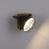 Wandleuchte Retrolook Vintage Holz / Metall, 1-flammig, schwarz
