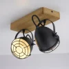 Wandleuchte Retrolook Vintage Holz / Metall, 2-flammig, schwarz