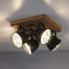 Wandleuchte Retrolook Vintage Holz / Metall, 4-flammig, schwarz