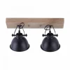 Wand- und Deckenleuchte, schwarz, 2flg, Retro-Look, Vintage, drehbar, Holz